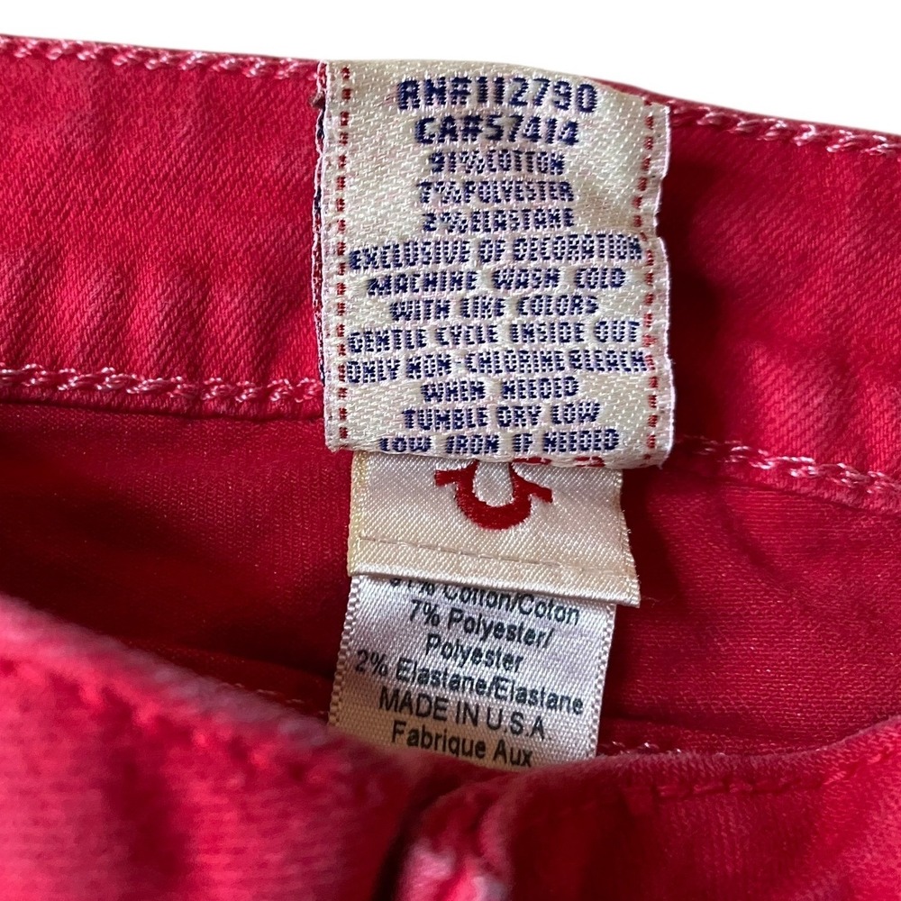 True Religion Serena Red Skinny Jeans Women's Size 31W 29L Studded Pockets - Picture 4 of 8